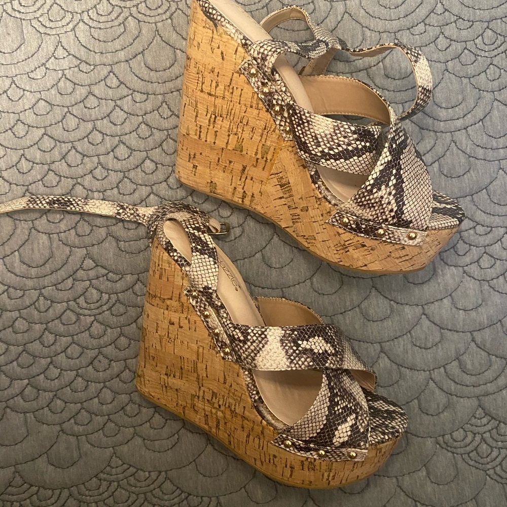 Snakeskin Wedge Sandals